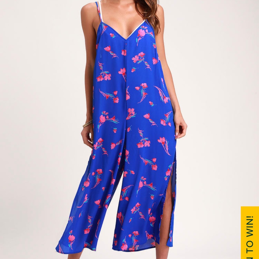 Lulu's Blue Floral Swim Coverup